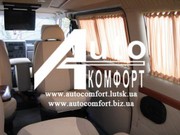 Шторы автомобильные в Volkswagen T4,  Fiat Scudo бежевые с салазками